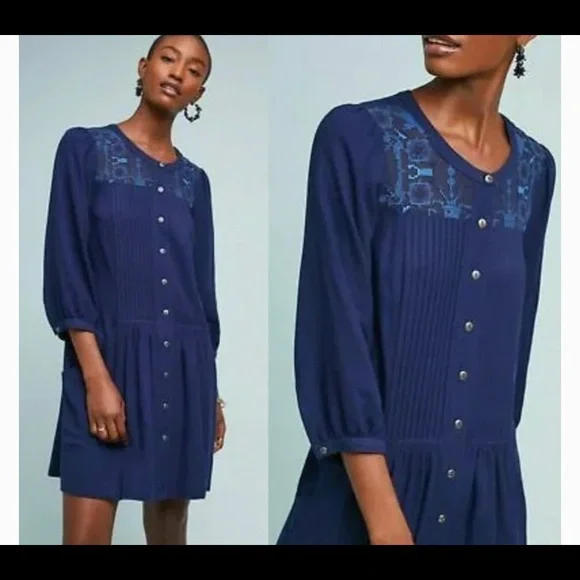 ANTHROPOLOGIE DUBOIS EMBROIDERED MINI DRESS ANTHROPOLOGIE DUBOIS EMBROIDERED MINI DRESS